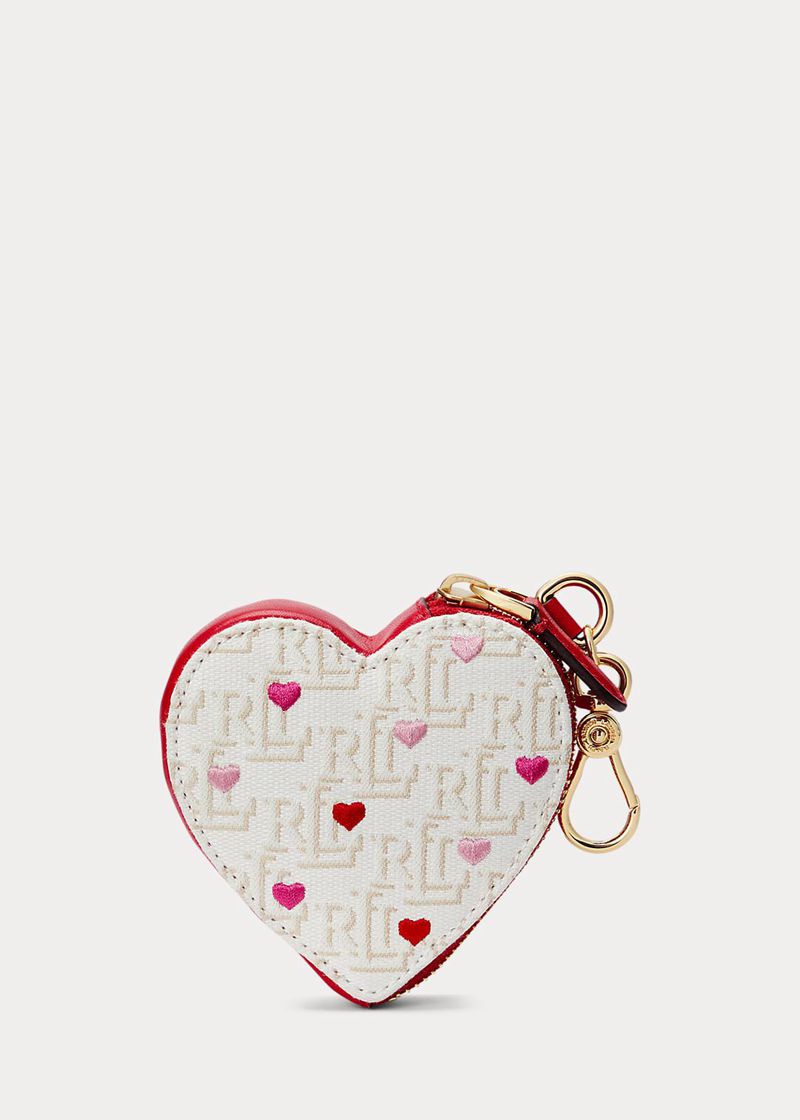 ローレン 財布 レディース 赤 Monogram Jacquard Heart Coin Pouch SUMFH9524